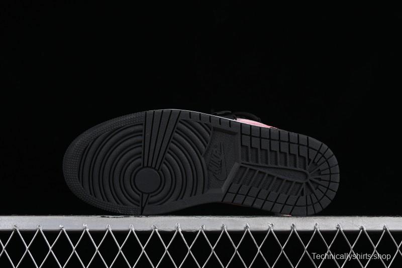 Nike Air Jordan 1 Low AJ1 Retro Basketball Shoes with Black Pink Bow Design - DX4374-008