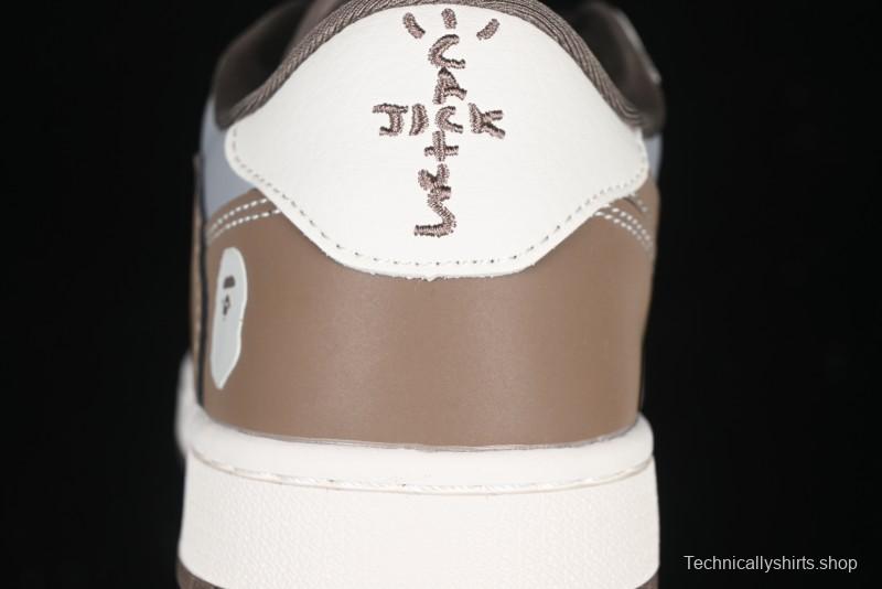 Nike Travis Scott x Fragment Design x Air Jordan 1 Low OG SP AJ1 Bape Collaboration Tea Brown Low-Top Casual Sneakers - BB6511-627