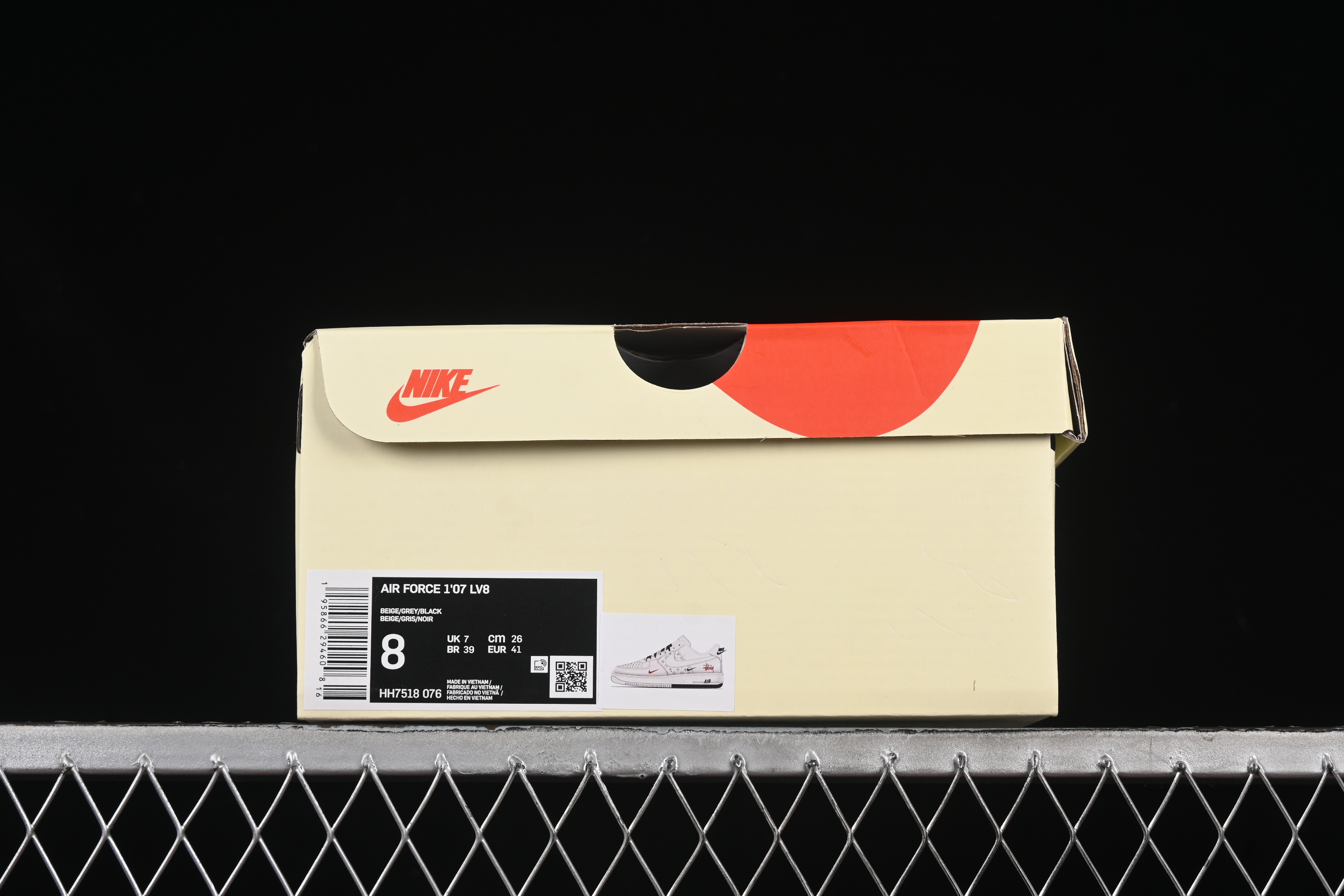 Nike Air Force 1 '07 Low Stussy Collaboration Black Dual-Print Casual Sneakers - HH7518-076