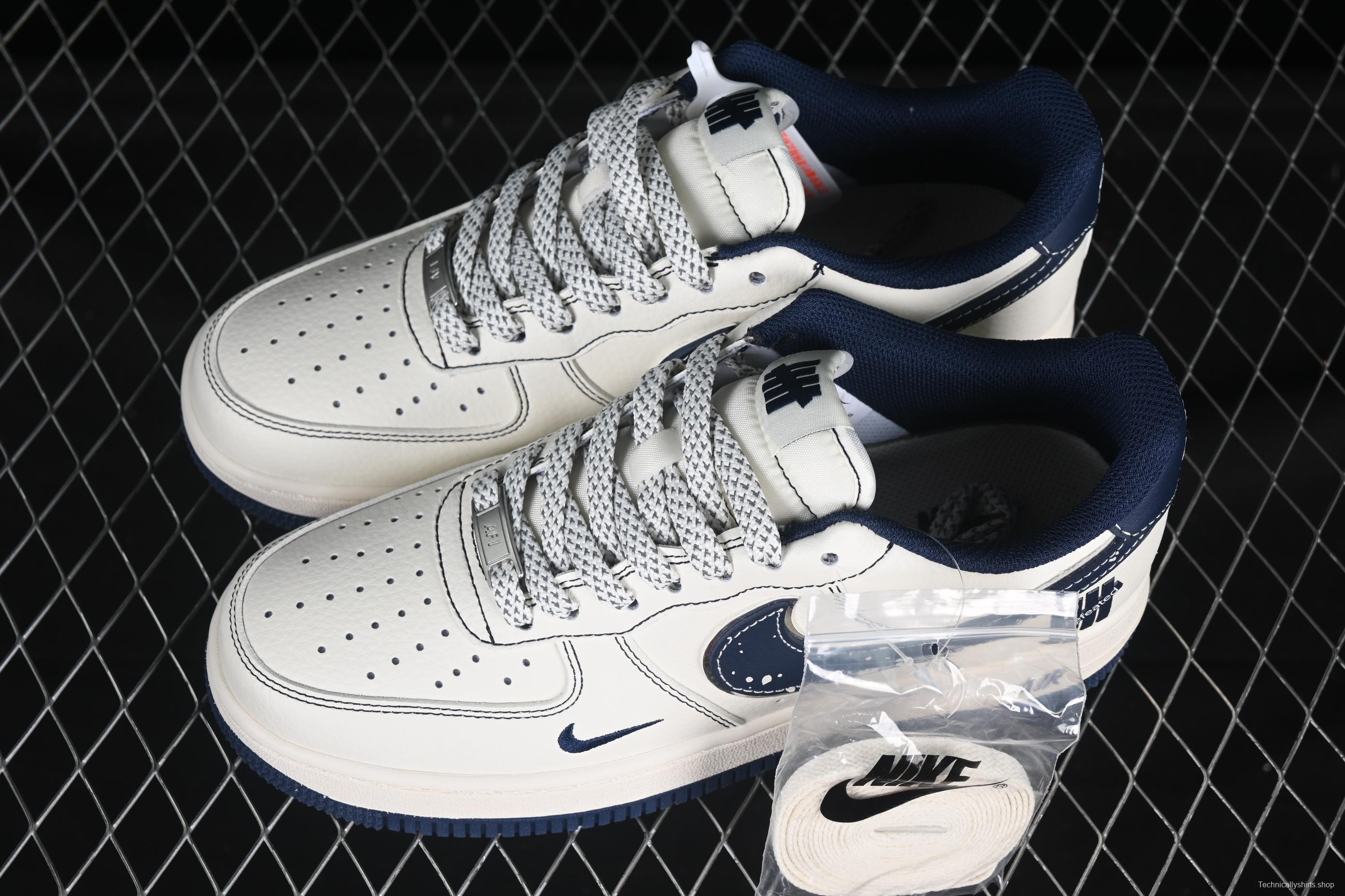 Nike Air Force 1 '07 Low UN Collaboration Navy Splatter Swoosh Casual Sneakers - XS1958-522