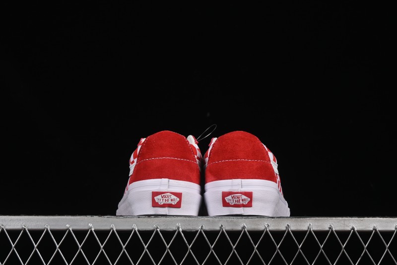 Vans Sk8-Low White Red Checkerboard Slip-Resistant Casual Skate Shoes - VN0A4UUK4W9