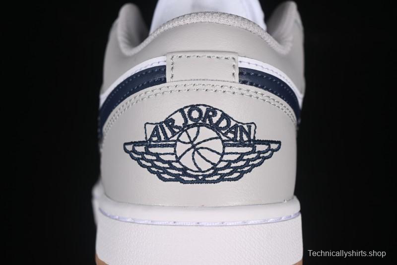 Nike Air Jordan 1 Low AJ1 Casual Sneakers with Blue Swoosh - 553558-146