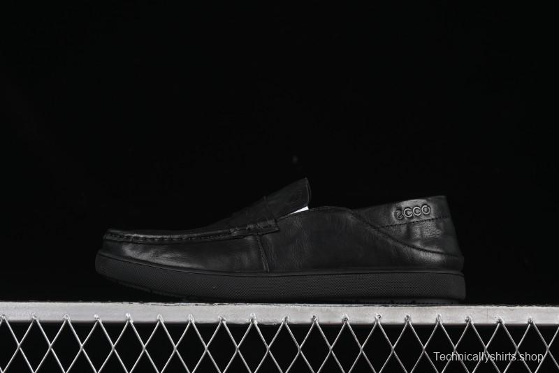 ECCO Soft Moc Summer Genuine Leather Breathable Slip-On Driving Shoes - 63516801001