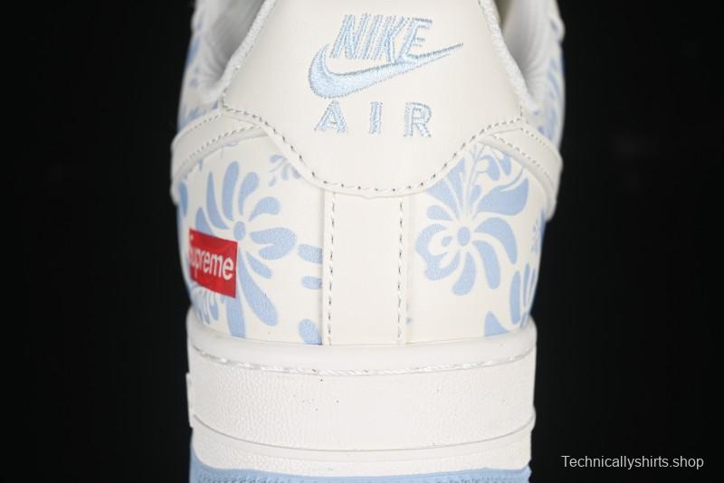 Nike Air Force 1'07 Low Supreme Co-branded Blue and White Casual Sneakers - XX3168-137