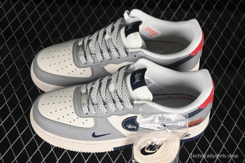 Nike Air Force 1 '07 Low Stussy Double Flame Casual Sneakers with Full-Length Air Cushion - XS1958-555