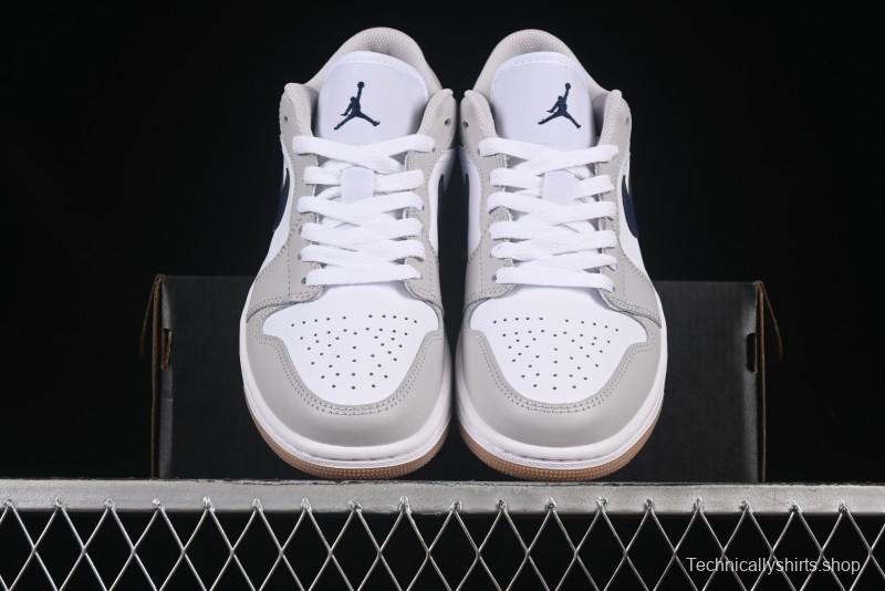 Nike Air Jordan 1 Low AJ1 Casual Sneakers with Blue Swoosh - 553558-146