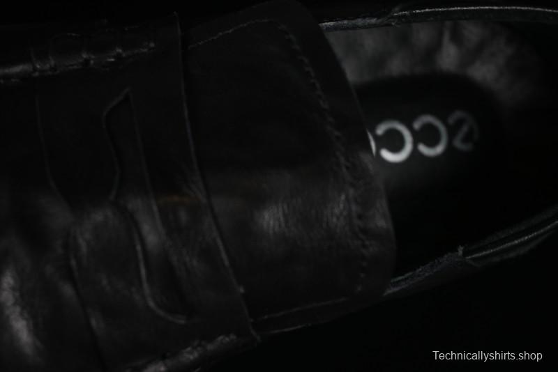 ECCO Soft Moc Summer Genuine Leather Breathable Slip-On Driving Shoes - 63516801001