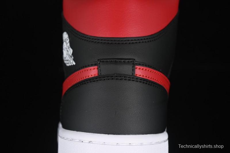 Nike Air Jordan 1 Mid AJ1 Black Red Mid-Top Casual Sneakers - DQ8426-067