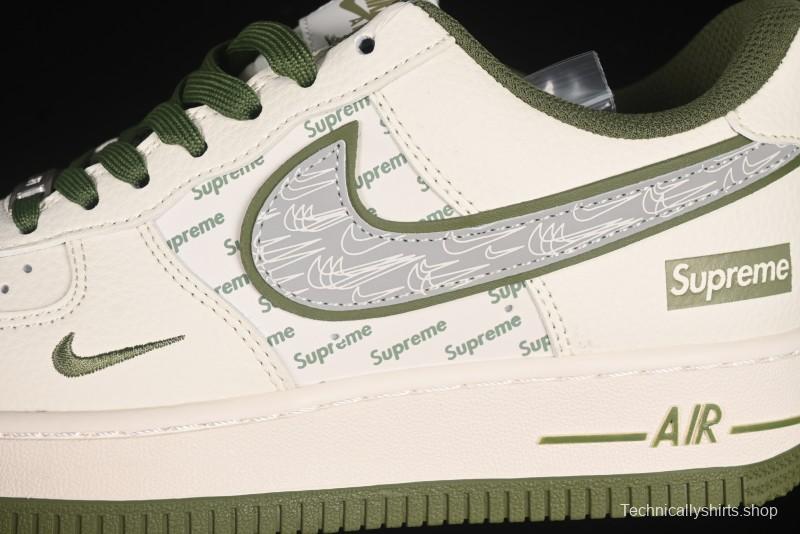 Nike Air Force 1 '07 Low Supreme Collaboration Military Green Multi Swoosh Casual Sneakers - XX3168-148