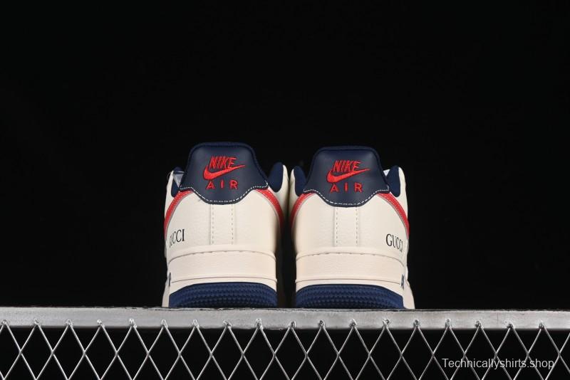 Nike Air Force 1'07 Low Gucci Collaboration Blue Red Swoosh Casual Sneakers - JJ2508-713