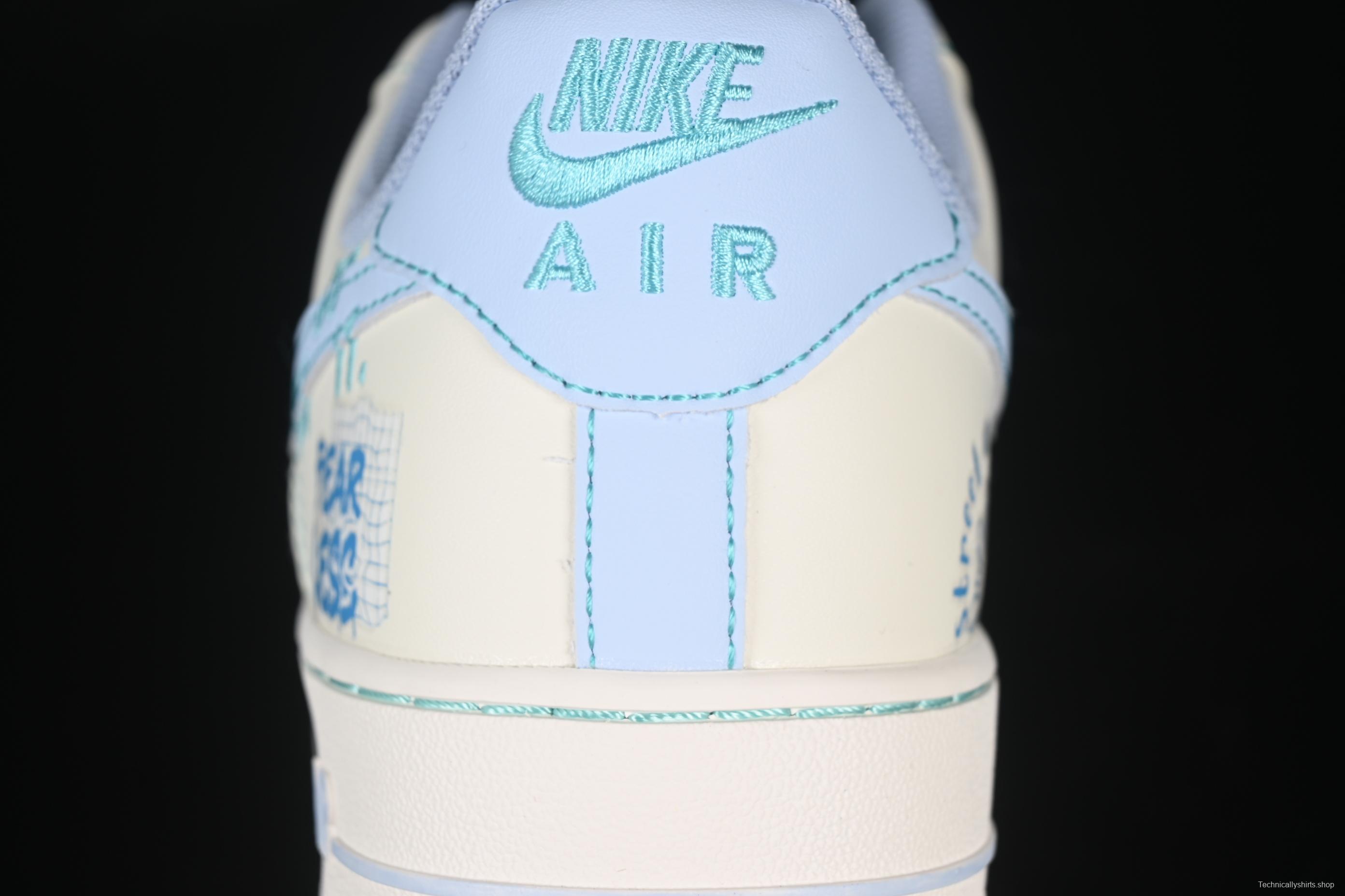 Nike Air Force 1'07 Low "Love Words" Casual Sneakers with Blue Romantic Design - FJ7740-510