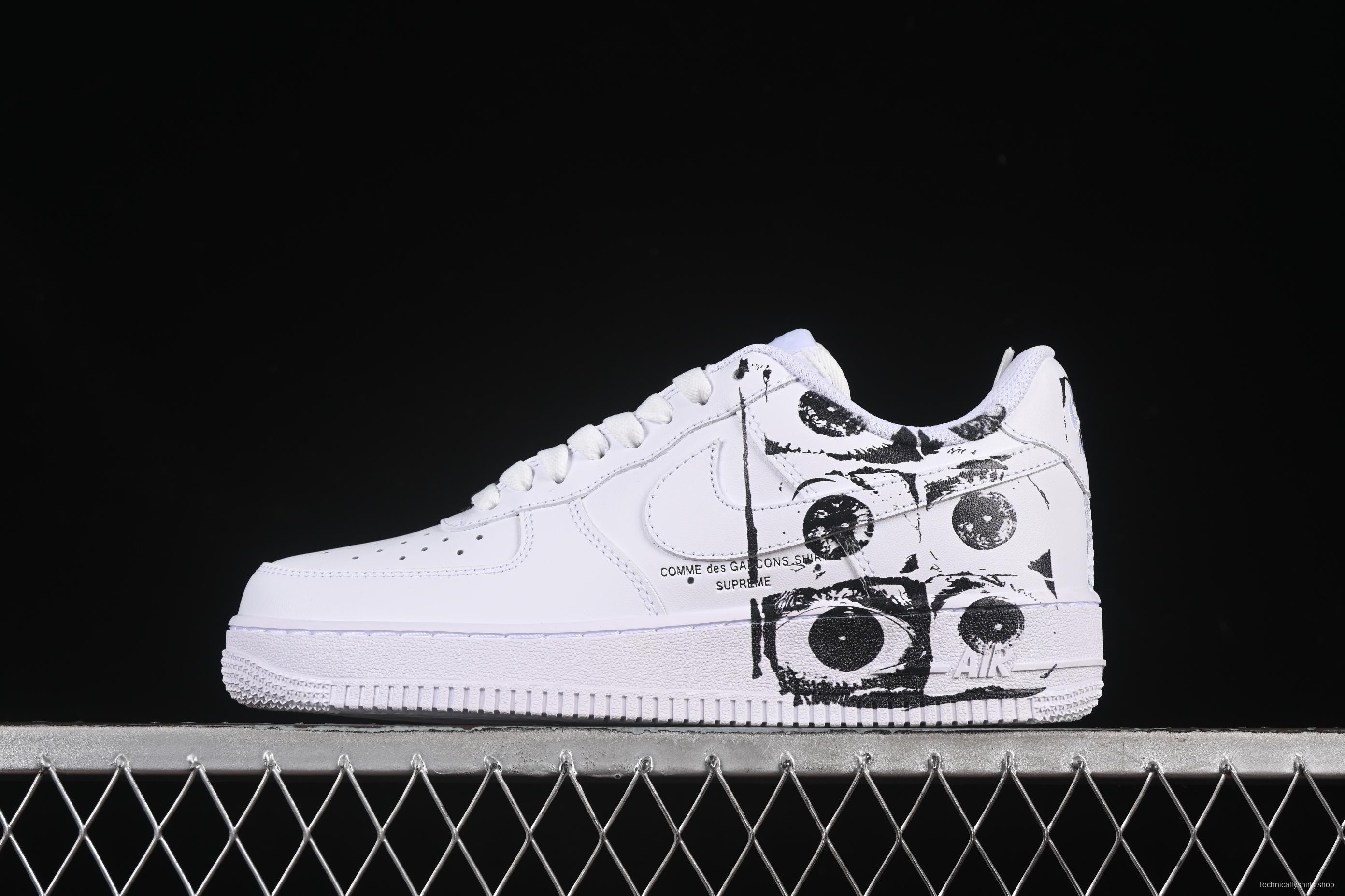 Nike Air Force 1 Low '07 Comme des Garcons Shirt Supreme Collaboration Casual Sneakers - 923044-100