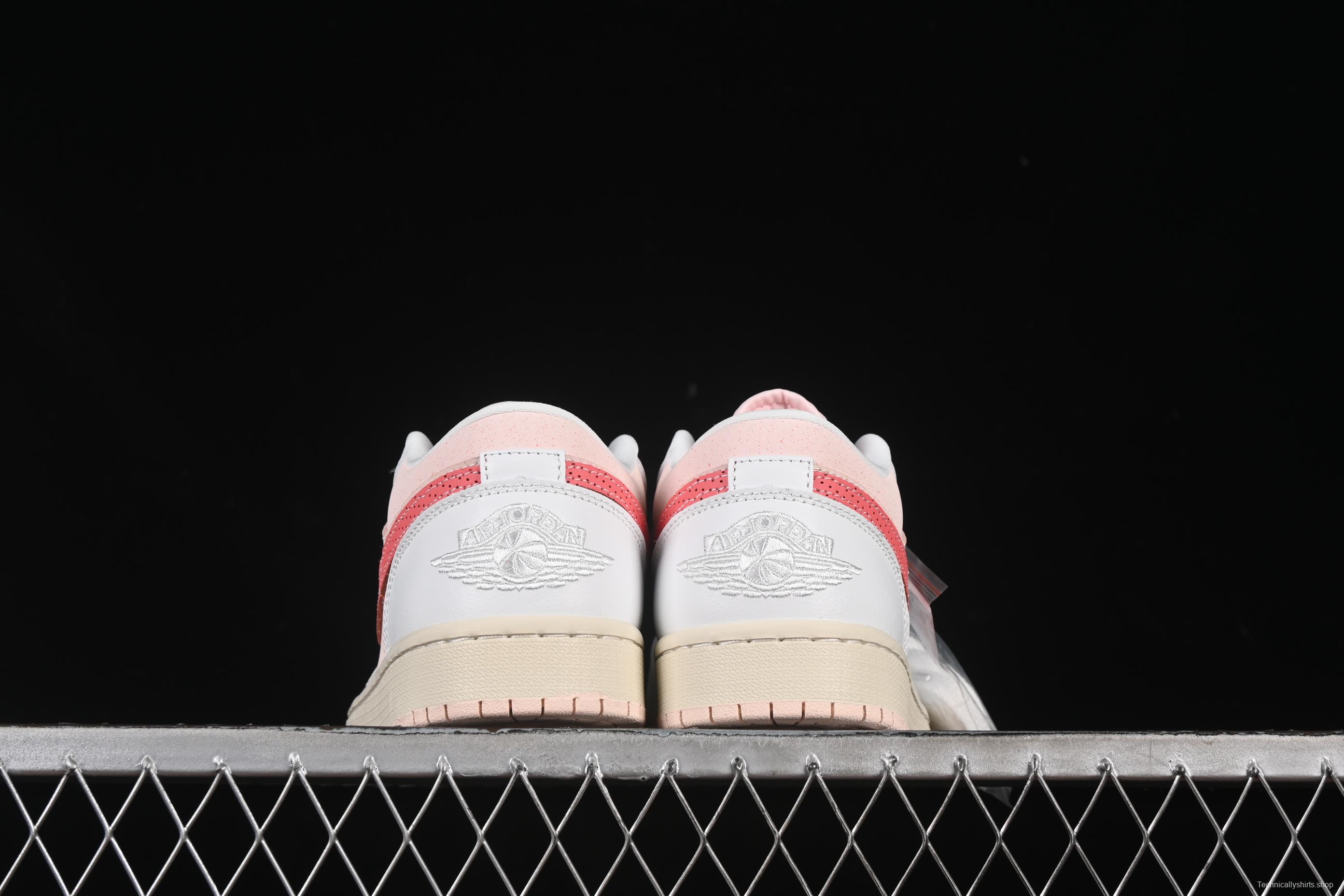 Nike Air Jordan 1 Low AJ1 White Pink Low-Top Casual Lifestyle Sneakers - IB8156-133