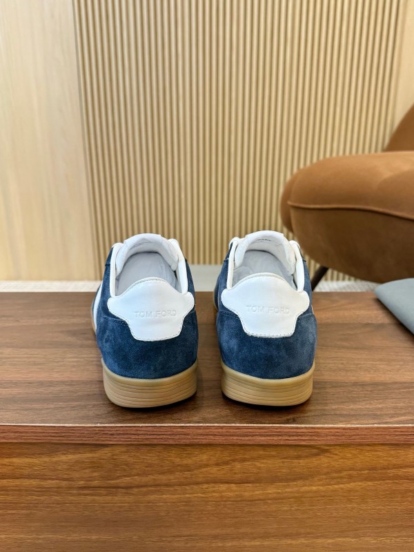 2025 Men TOM FORD Blue White Suede Sneakers LY00360