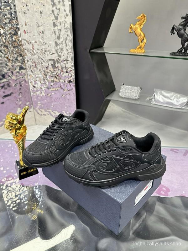 2024 Unisex Dior Black Tech Fabric Mesh B30 Sneakers MJ00330