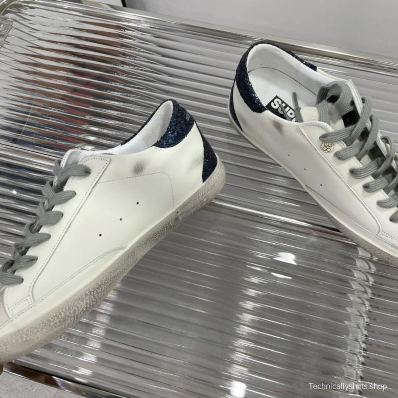 2025 Women GGDB White Grey Glitter Leather Suede Sneakers
