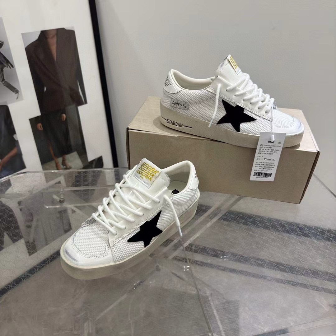 2024 Unisex GGDB White Black Leather Mesh Low Top Sneakers MJ00260