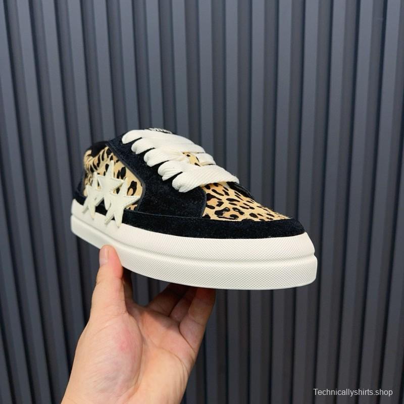 2024 Women Amiri Black Leopard Suede Leather Sneakers MJ00300