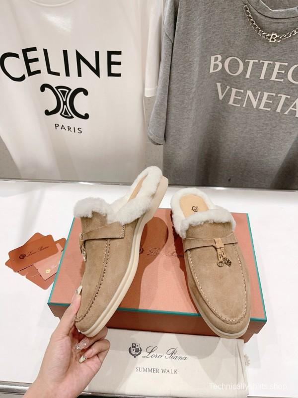 2024 Slippers LP Beige Suede Shearling MJ00310
