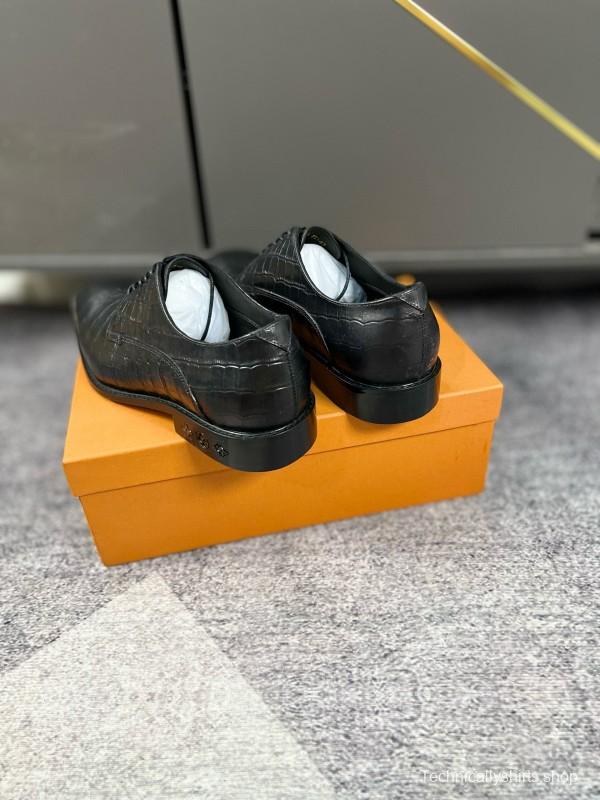 2024 Men Louis Vuitton Black Leather Formal Shoes MJ00380