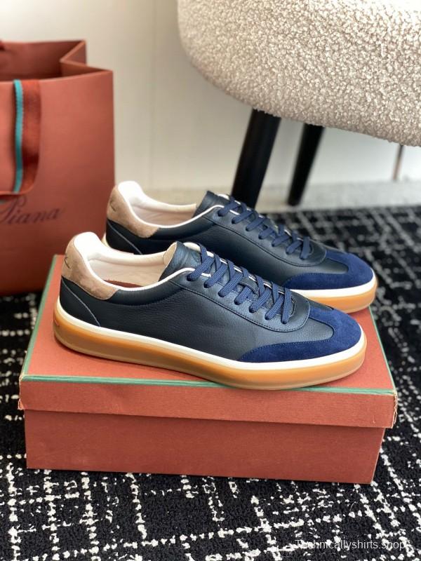 2024 Unisex Le Parmentier Blue Navy Leather Suede Plimsolls MJ00320