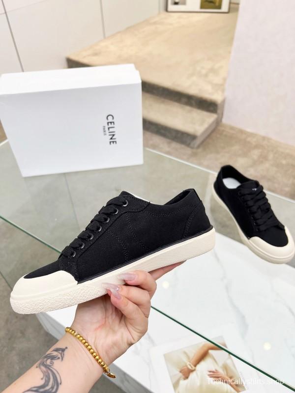 2025 Women Celine Black Canvas Sneakers LY00210