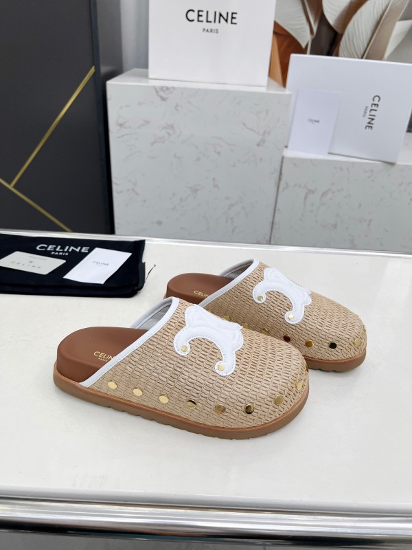 2025 CELINE Beige Leather Slippers LY00241