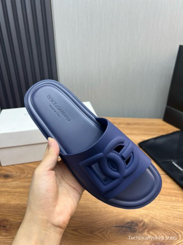 2025 Slippers Dolce & Gabbana Blue Rubber Slippers