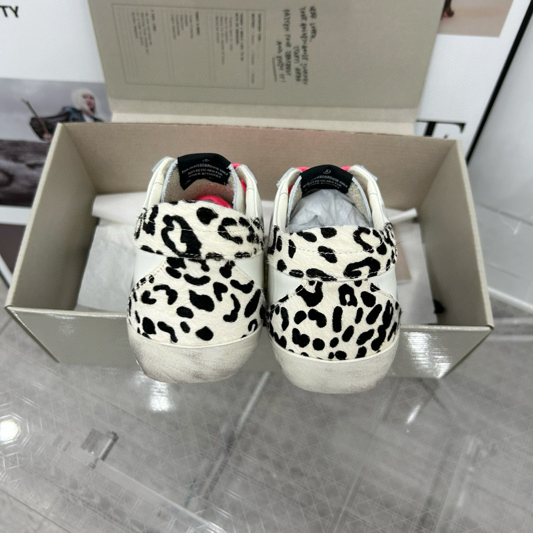 2025 Women GGDB White Pink Leather Sneakers