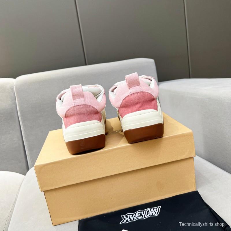 2025 Women HEYDAY Pink White Canvas Wave Sneakers