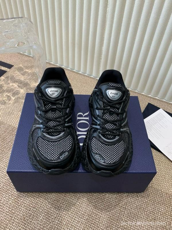2024 Unisex Dior Black Mesh Leather Sneakers MJ00400