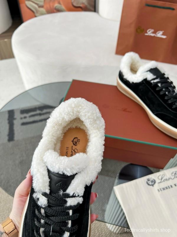 2024 Unisex Le Parmentier Black Suede Sheepskin Tennis Shoes MJ00350
