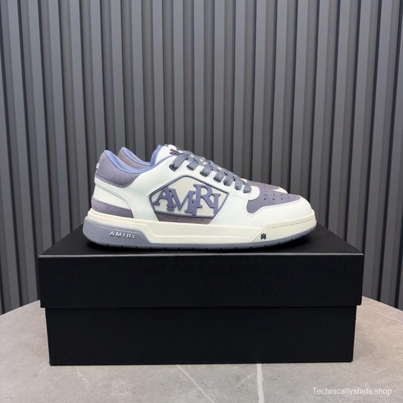2025 Unisex Amiri White Grey Leather Sneakers MJ00360