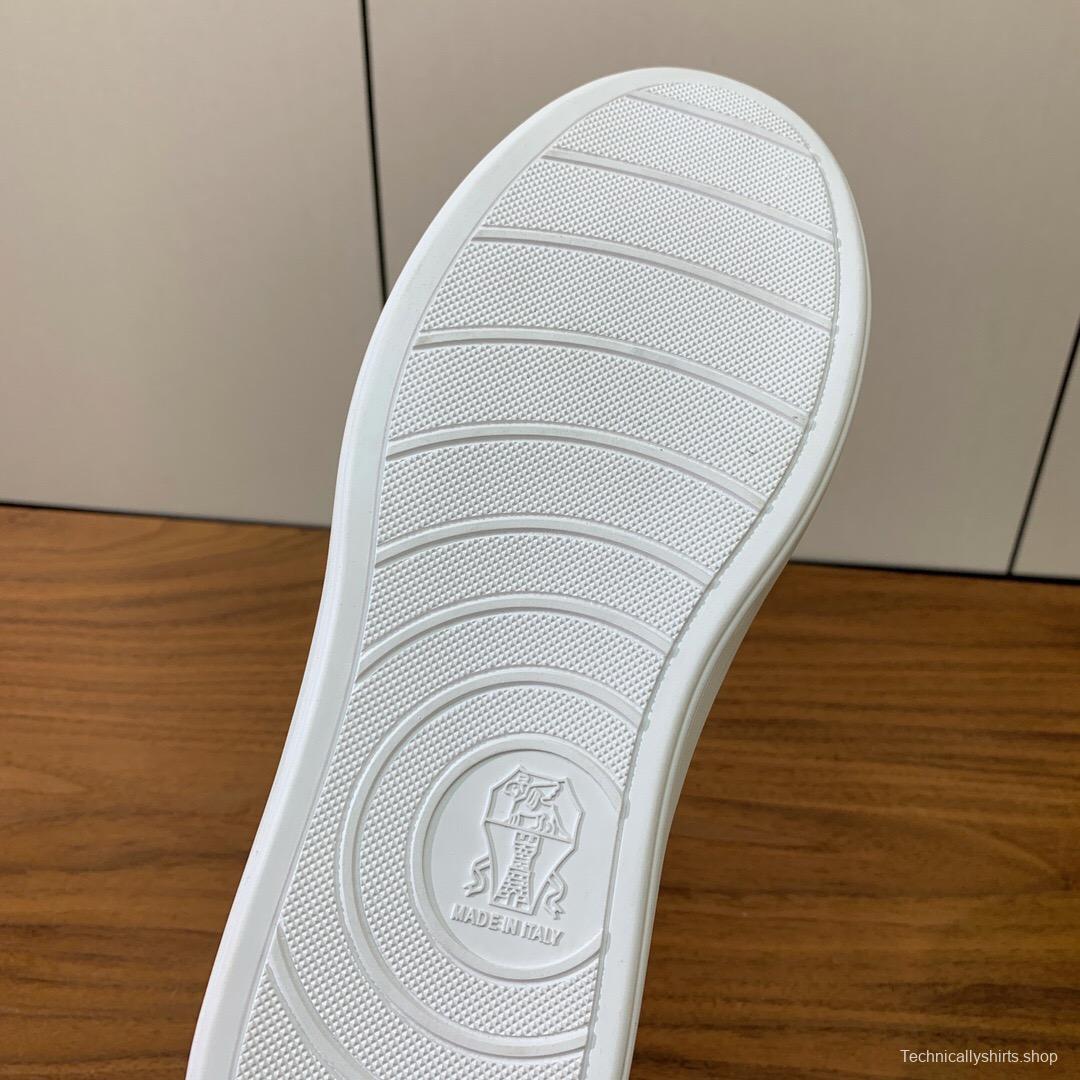 2025 Men Brunello Cucinelli White Leather Casual Sneakers Handmade KFY00310(M)