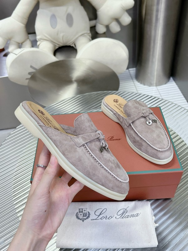 2024 Slippers LP Gray Suede Leather Mule Slippers