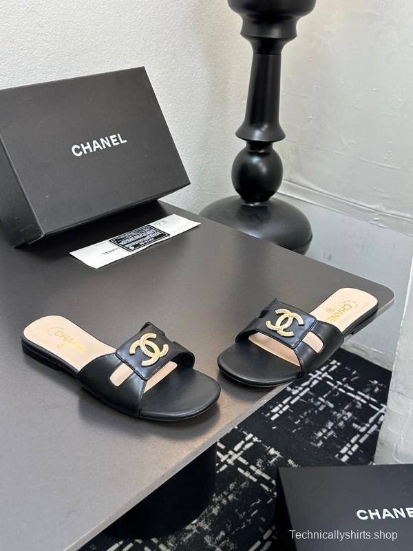 2025 Slippers Chanel Black Lambskin Slippers