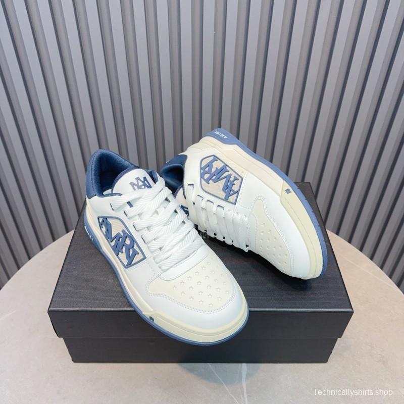 2025 Unisex Amiri White Blue Leather Sneakers MJ00360