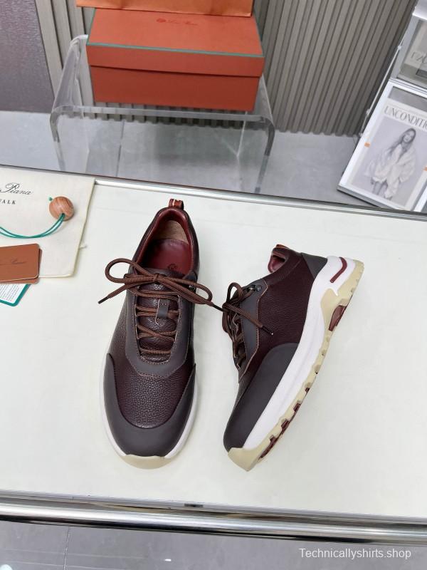 2024 Men Le Parmentier Brown Leather Mesh Sneakers MJ00350