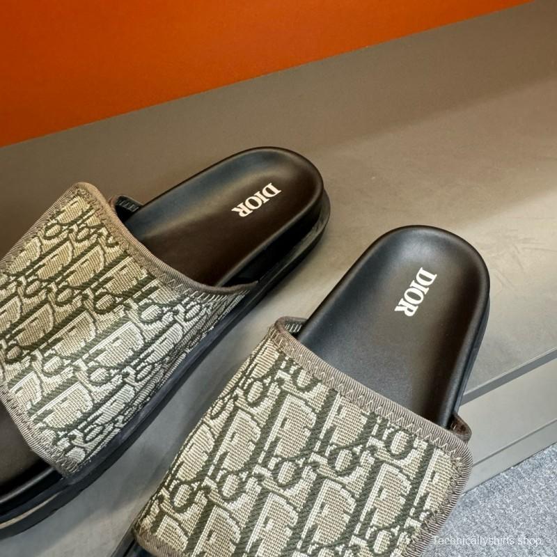 2024 Dior beige black fabric slippers MJ00180