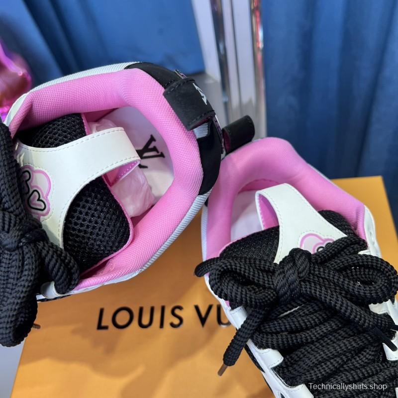 2025 Unisex Louis Vuitton White Black Pink Leather Mesh LV Trainer