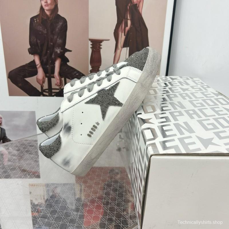 2025 Women GGDB White Grey Leather Suede Sneakers LY00360