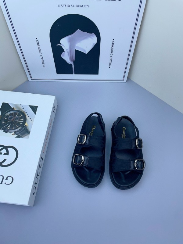 2025 Kids Gucci Black Leather Sandals