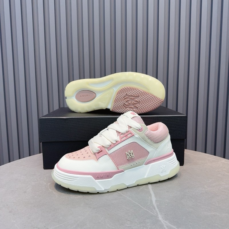 2024 Women Amiri Pink White Leather Mesh Sneakers MJ00360