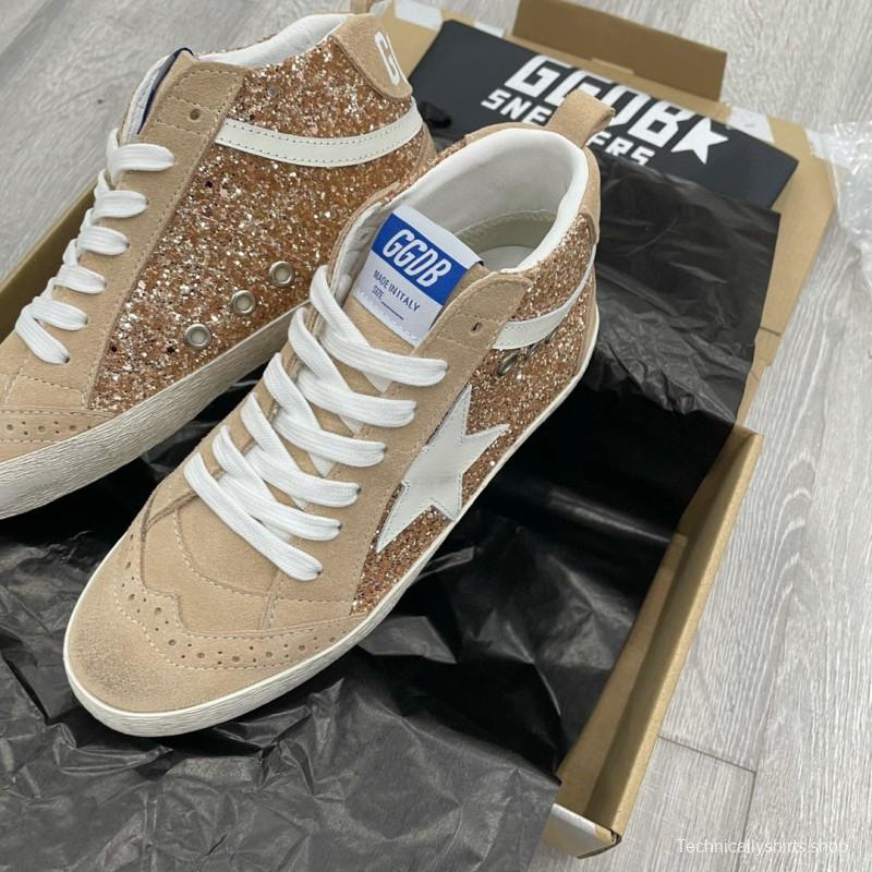 2024 Unisex GGDB Beige White Leather Suede High Top Sneakers MJ00300