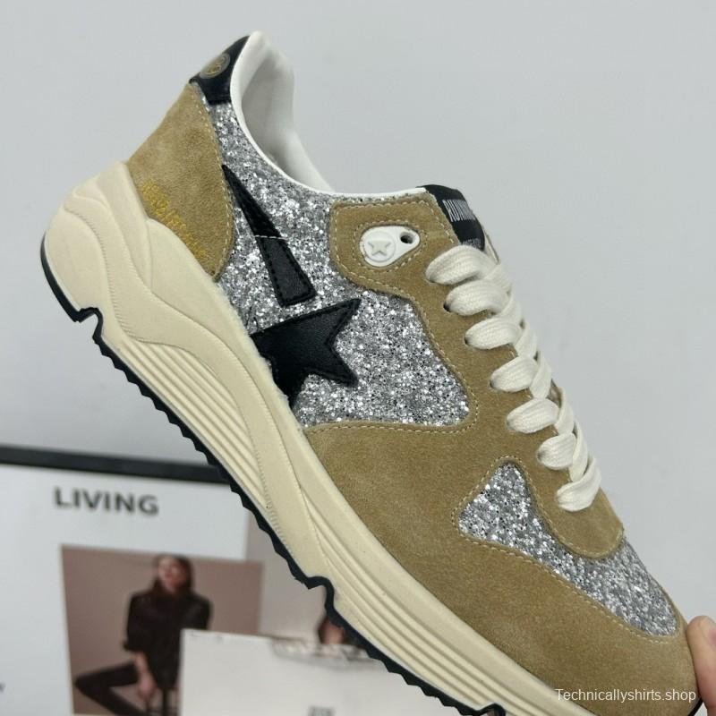 2024 Unisex GGDB Silver Beige Suede Glitter Star Sneakers 