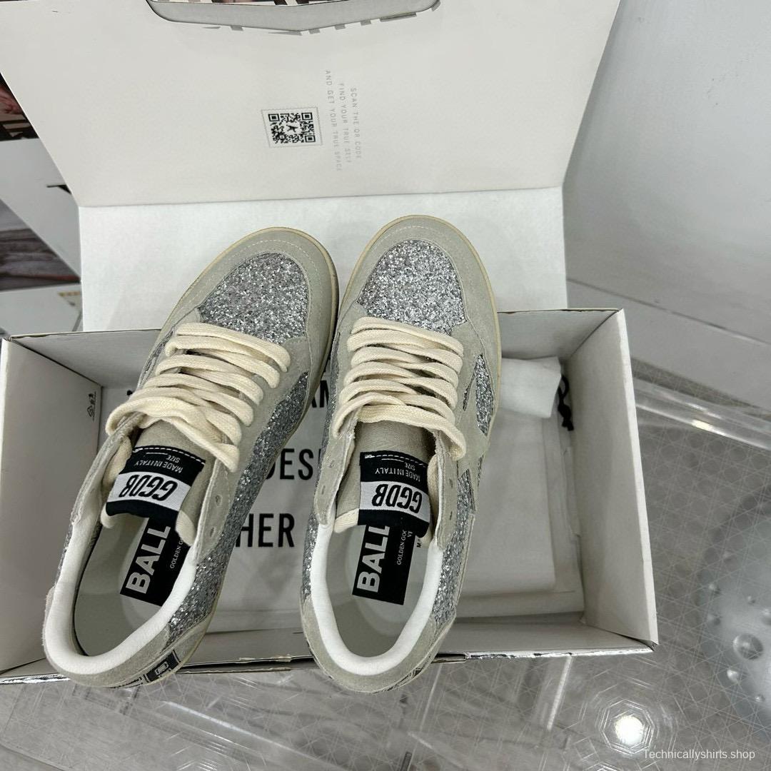 2024 Unisex GGDB Silver Grey Suede Glitter Low Top Sneakers MJ00260