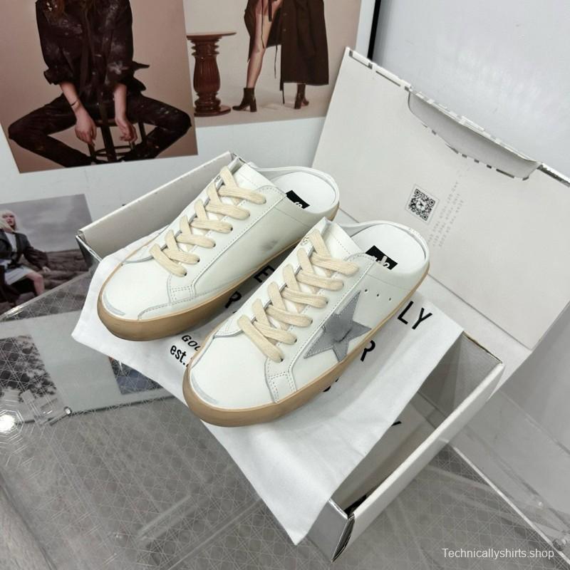 2025 GGDB White Grey Leather Slip-On Sneakers