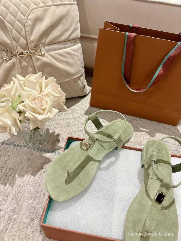 2025 Women LP Light Green Suede Sandals LY00360