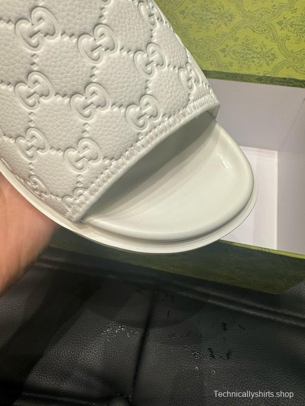 2024 GUCCI White Leather Slippers MJ00200