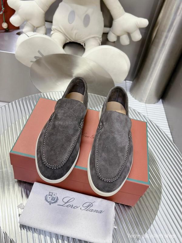 2025 Unisex Philipp Plein Gray Suede Loafers Soft Rubber Sole LY00260